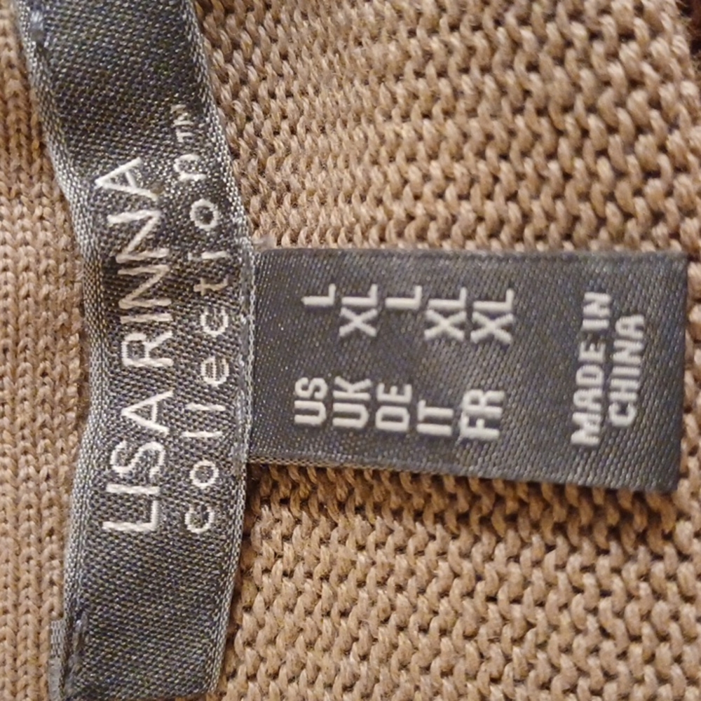 LISA RINNA Collection Light Mocha Ruffle Sweater. Size L - Picture 13 of 15